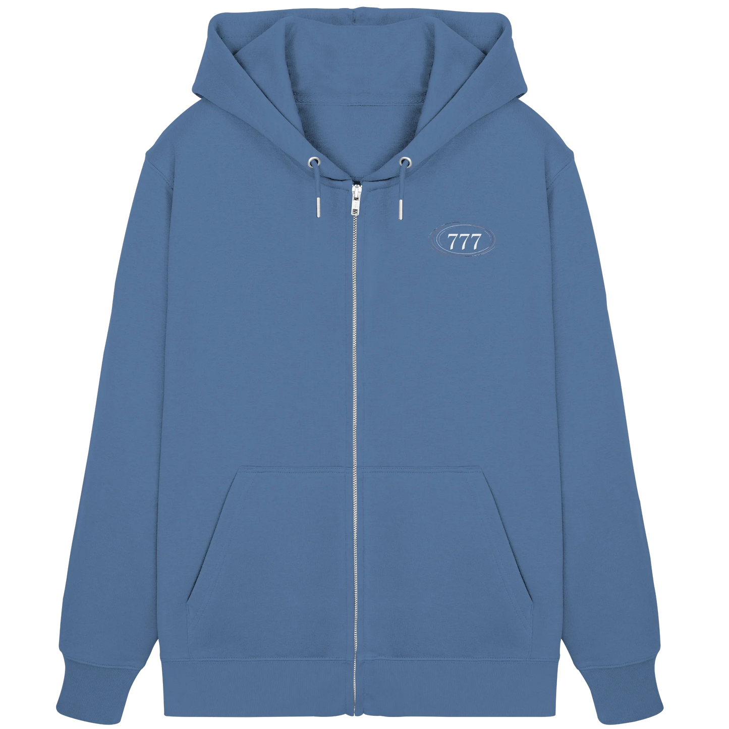 Bio Damen Zipper in Natural Raw mit Engelszahl 777 Motiv