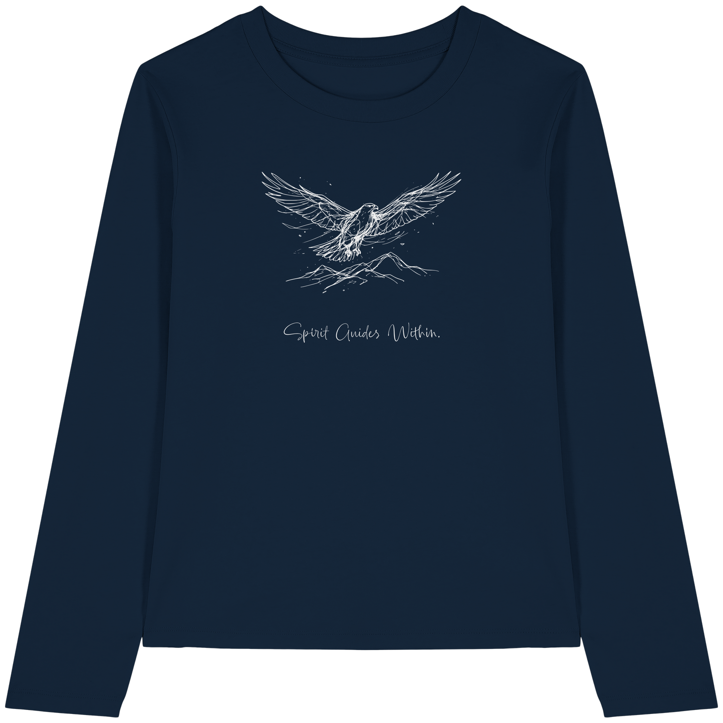 Bio Damen Langarmshirt in Cool Heather Grey mit Krafttier Adler Lineart Motiv
