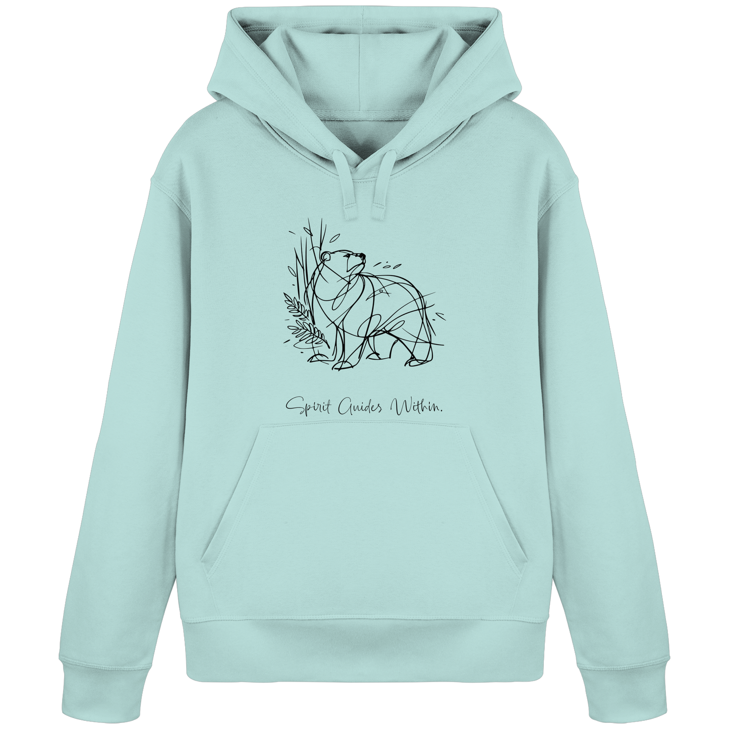 Bio Damen Hoodie in Canyon Pink mit Krafttier Bär Lineart Motiv