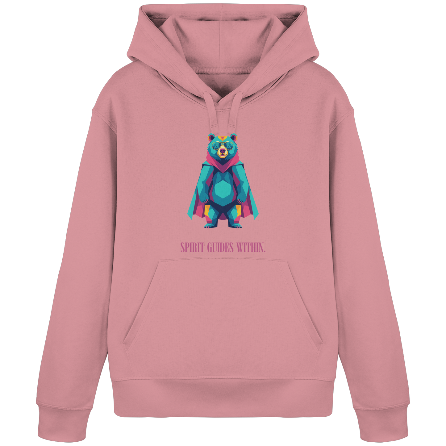 Bio Damen Hoodie in Anthracite mit Krafttier Bär Geometric Motiv