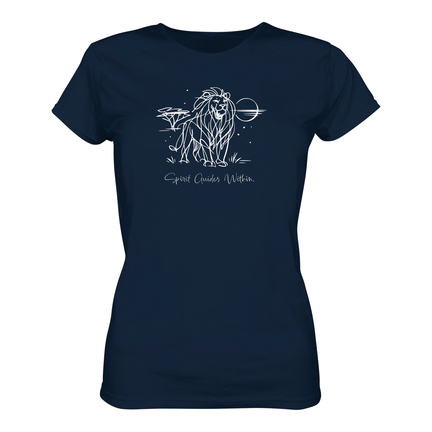 Bio Damen T-Shirt in Blue Soul mit Krafttier Löwe Motiv