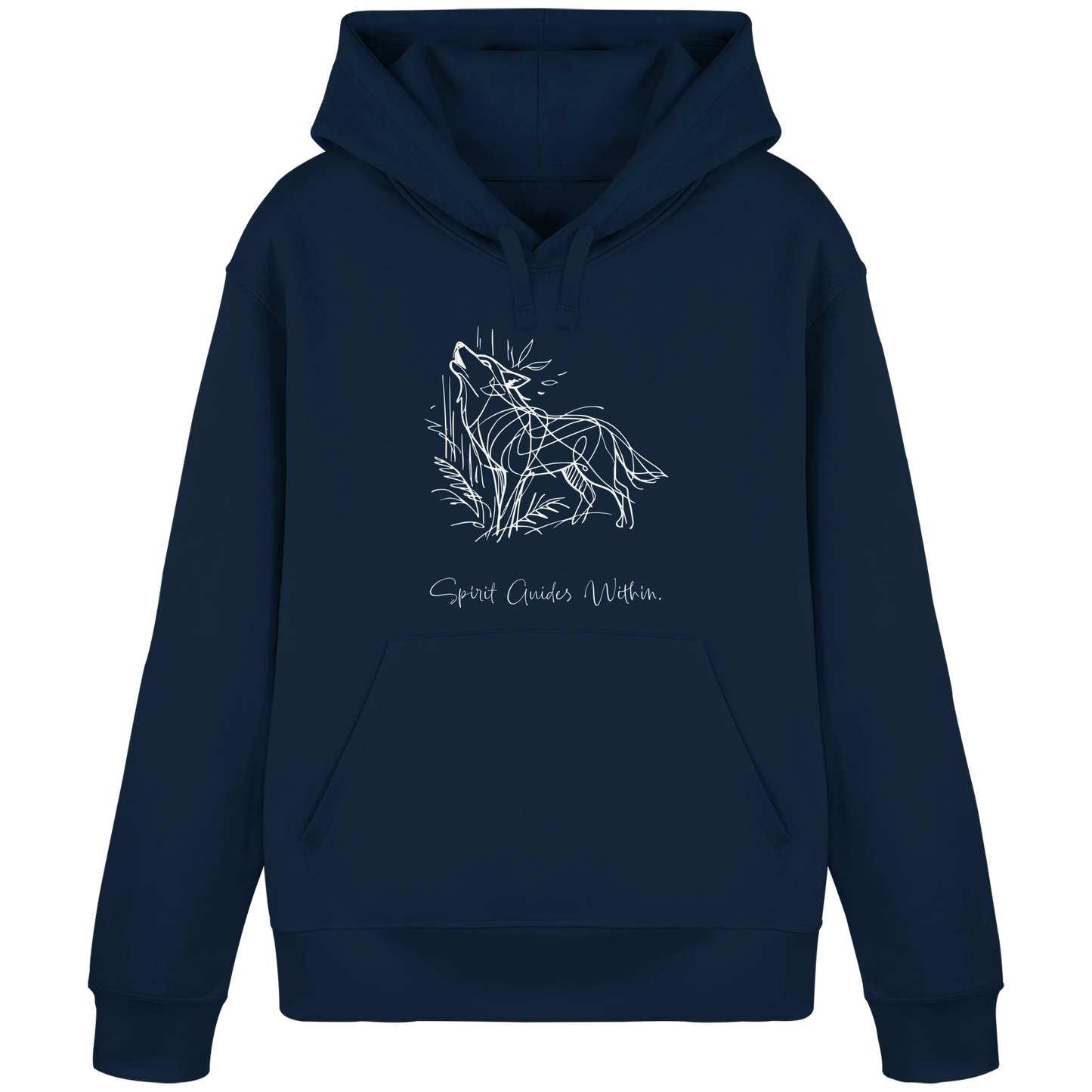 Bio Damen Hoodie in Canyon Pink mit Krafttier Wolf Lineart Motiv
