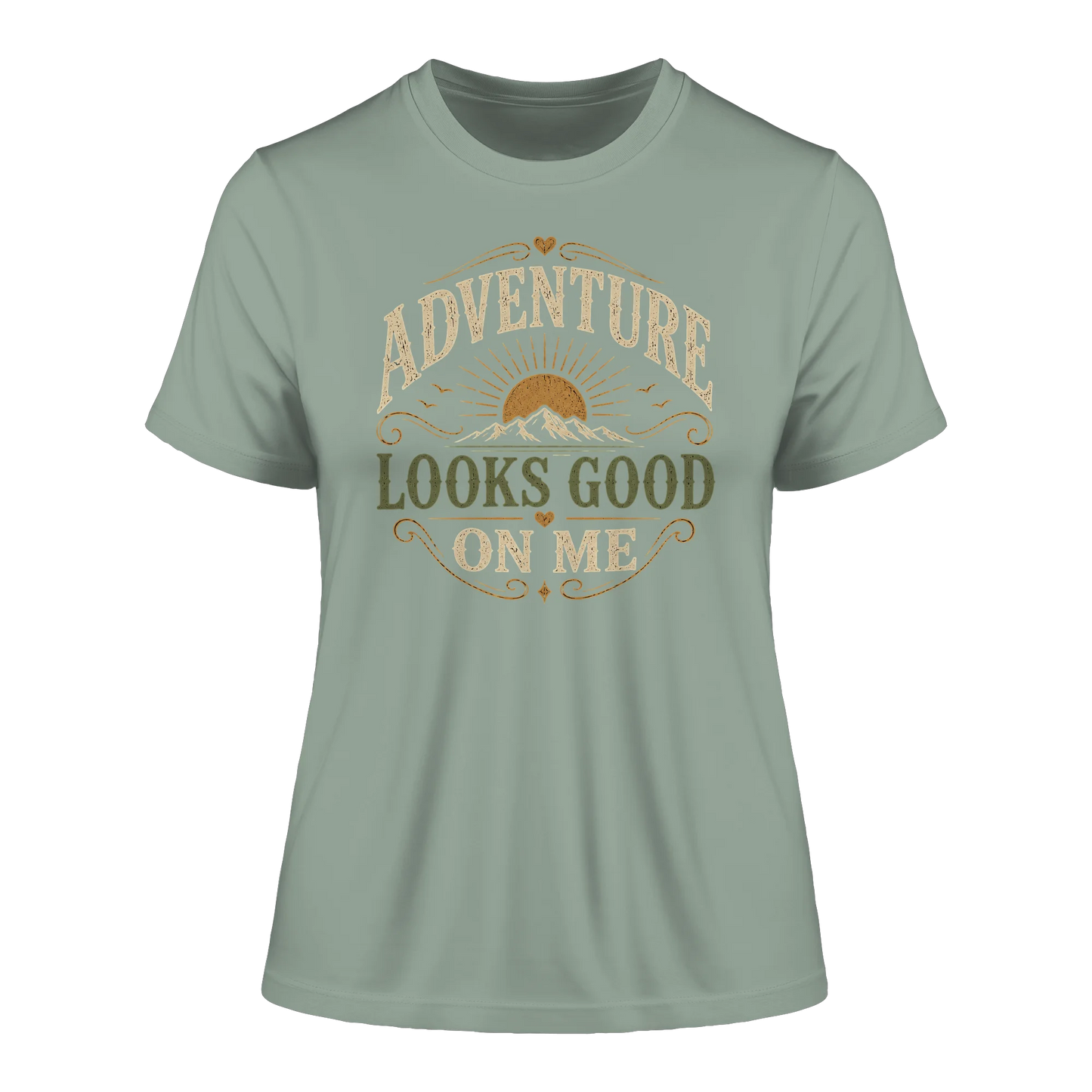 tailliertes Bio Damen Shirt in White mit Vintage Adventure Design