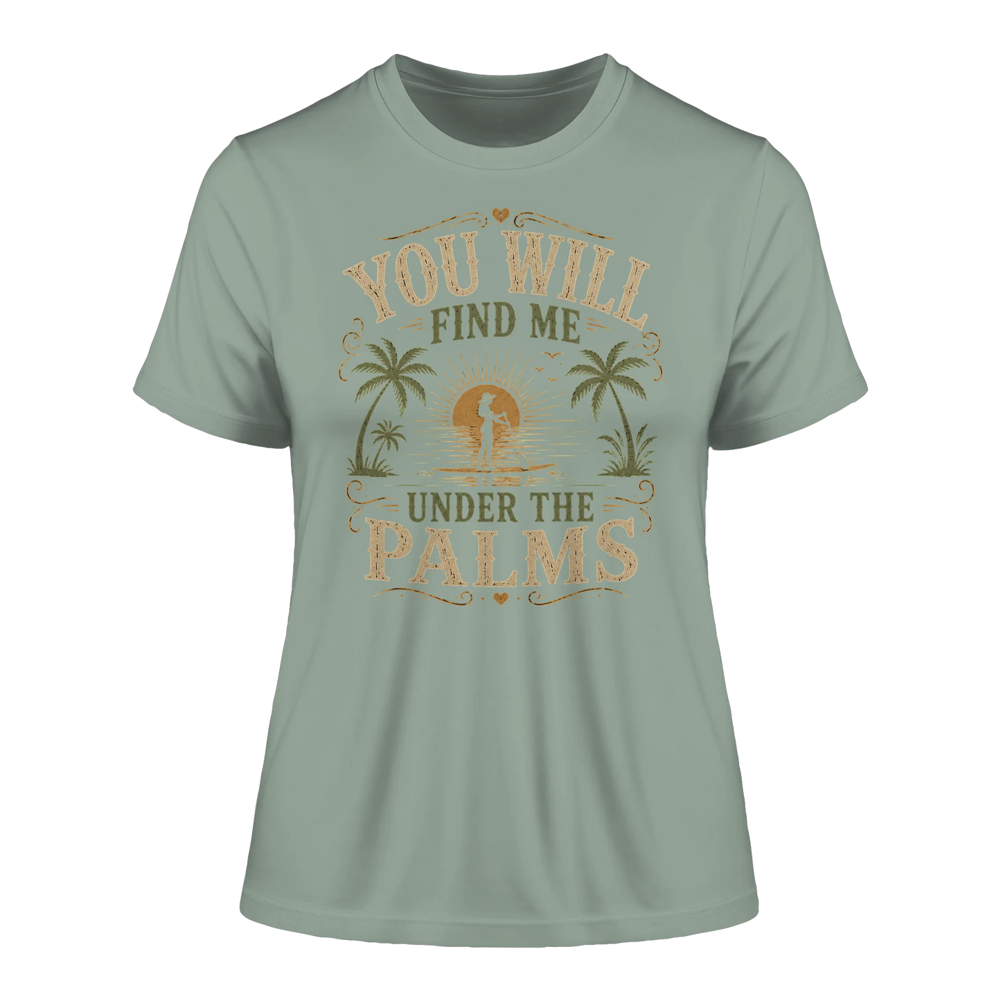 tailliertes Bio Damen Shirt in White mit Vintage Palms Design