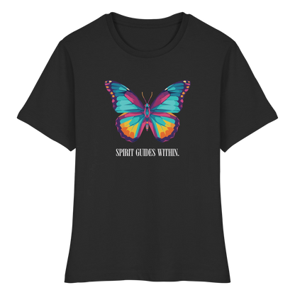 tailliertes Bio Damen Shirt in White mit Krafttier Eule Motiv
