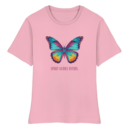 tailliertes Bio Damen Shirt in White mit Krafttier Eule Motiv