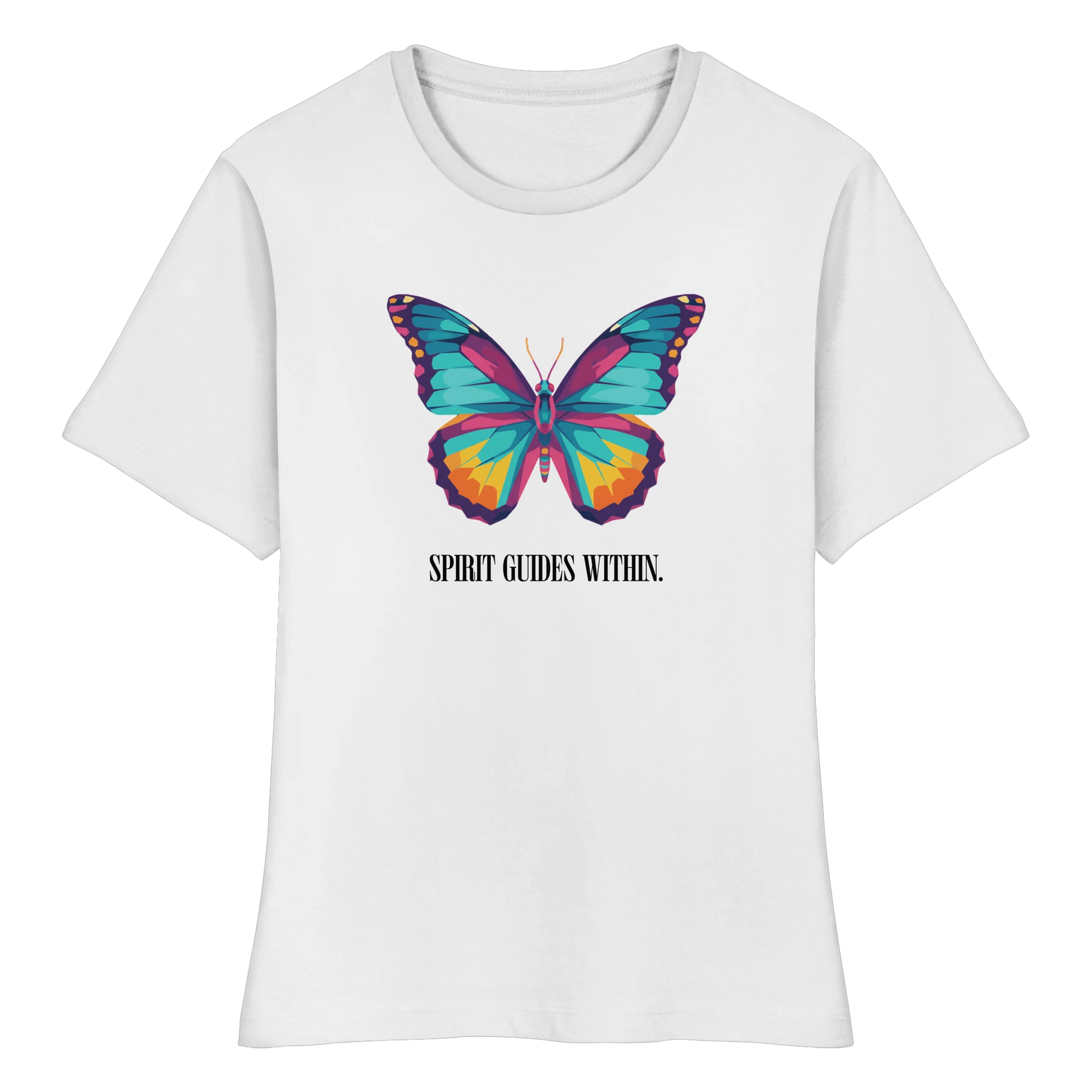 tailliertes Bio Damen Shirt in White mit Krafttier Eule Motiv