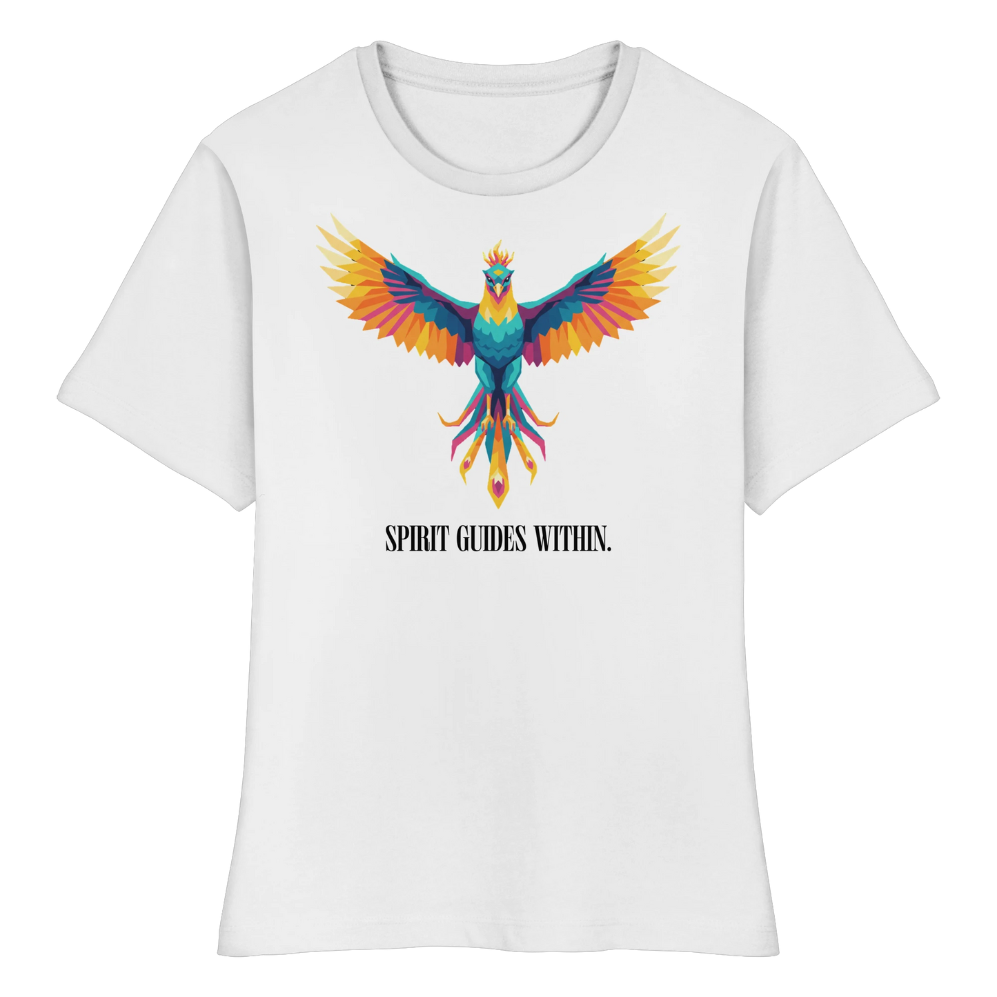 tailliertes Bio Damen Shirt in White mit Krafttier Eule Motiv