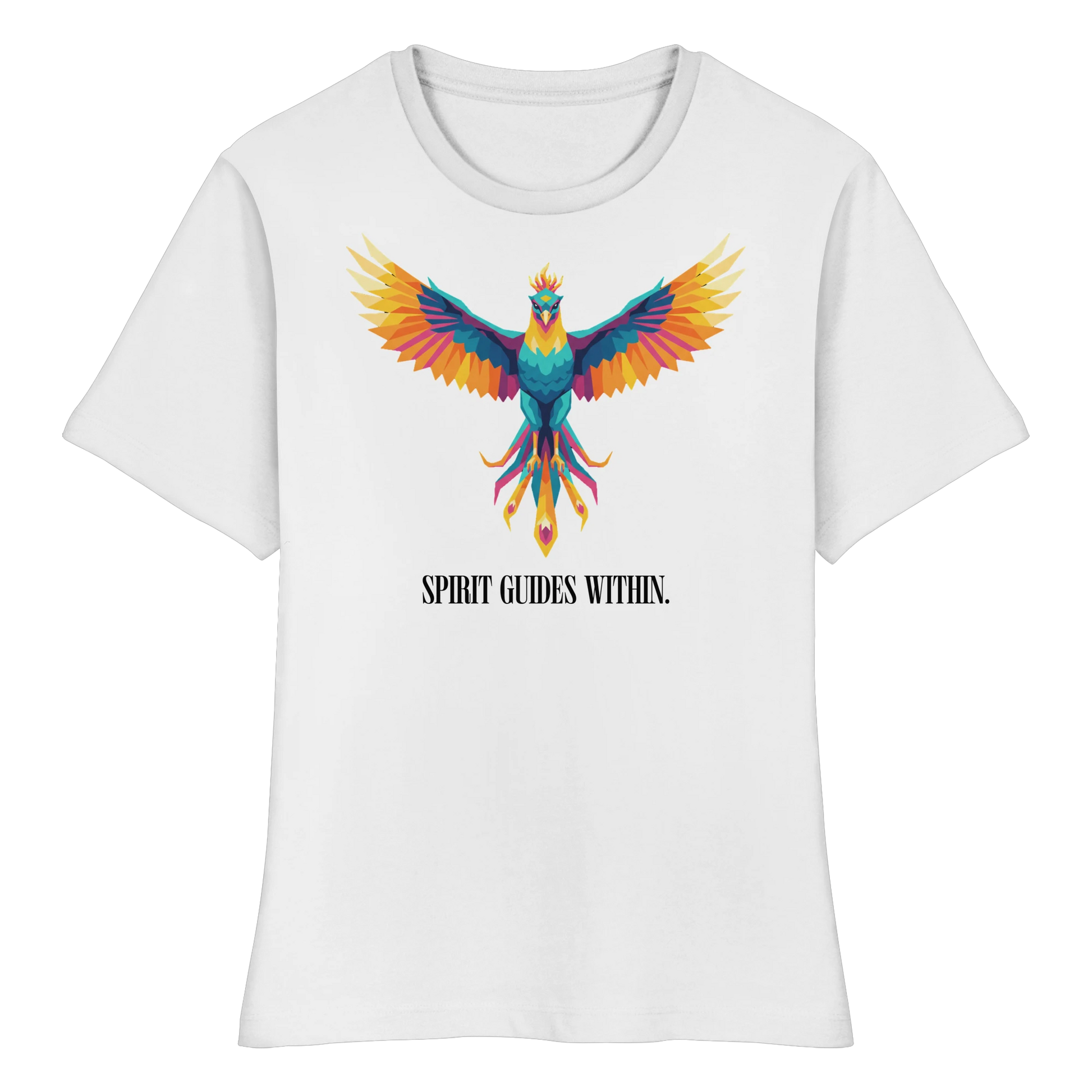 tailliertes Bio Damen Shirt in White mit Krafttier Eule Motiv