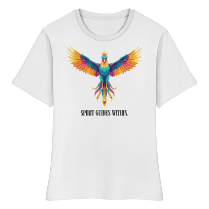 tailliertes Bio Damen Shirt in White mit Krafttier Eule Motiv