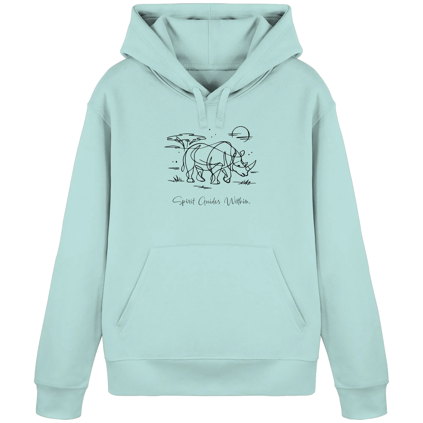 Bio Damen Hoodie in Canyon Pink mit Krafttier Nashorn Lineart Motiv