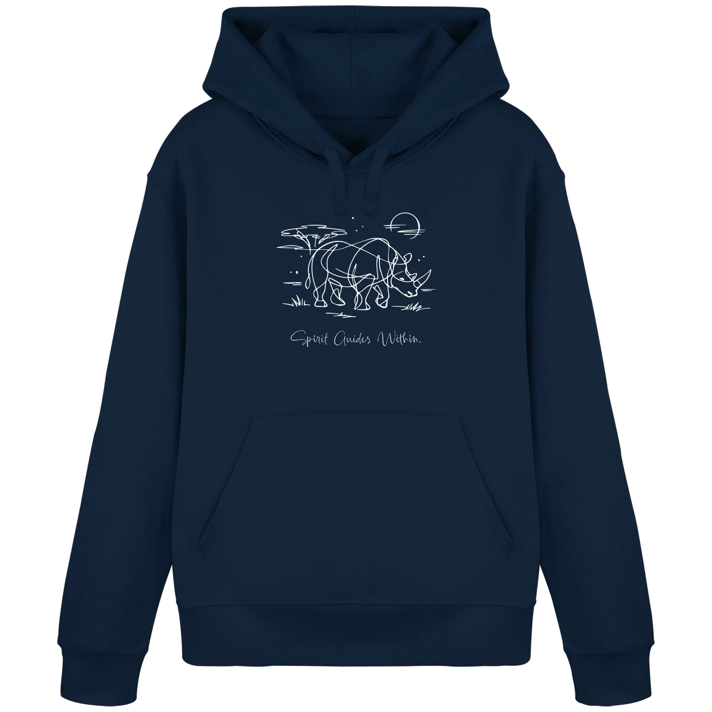 Bio Damen Hoodie in Canyon Pink mit Krafttier Nashorn Lineart Motiv