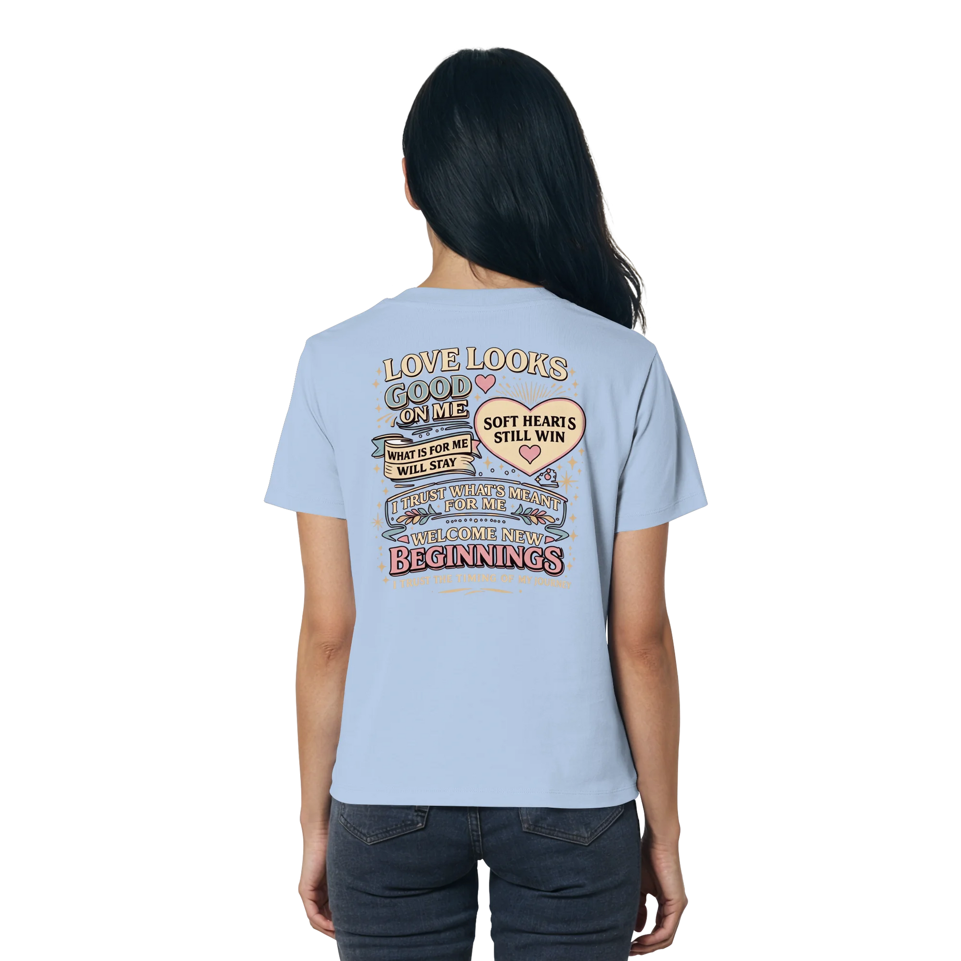 Bio Damen Shirt in Cotton Pink mit Love Looks Good on Me Design