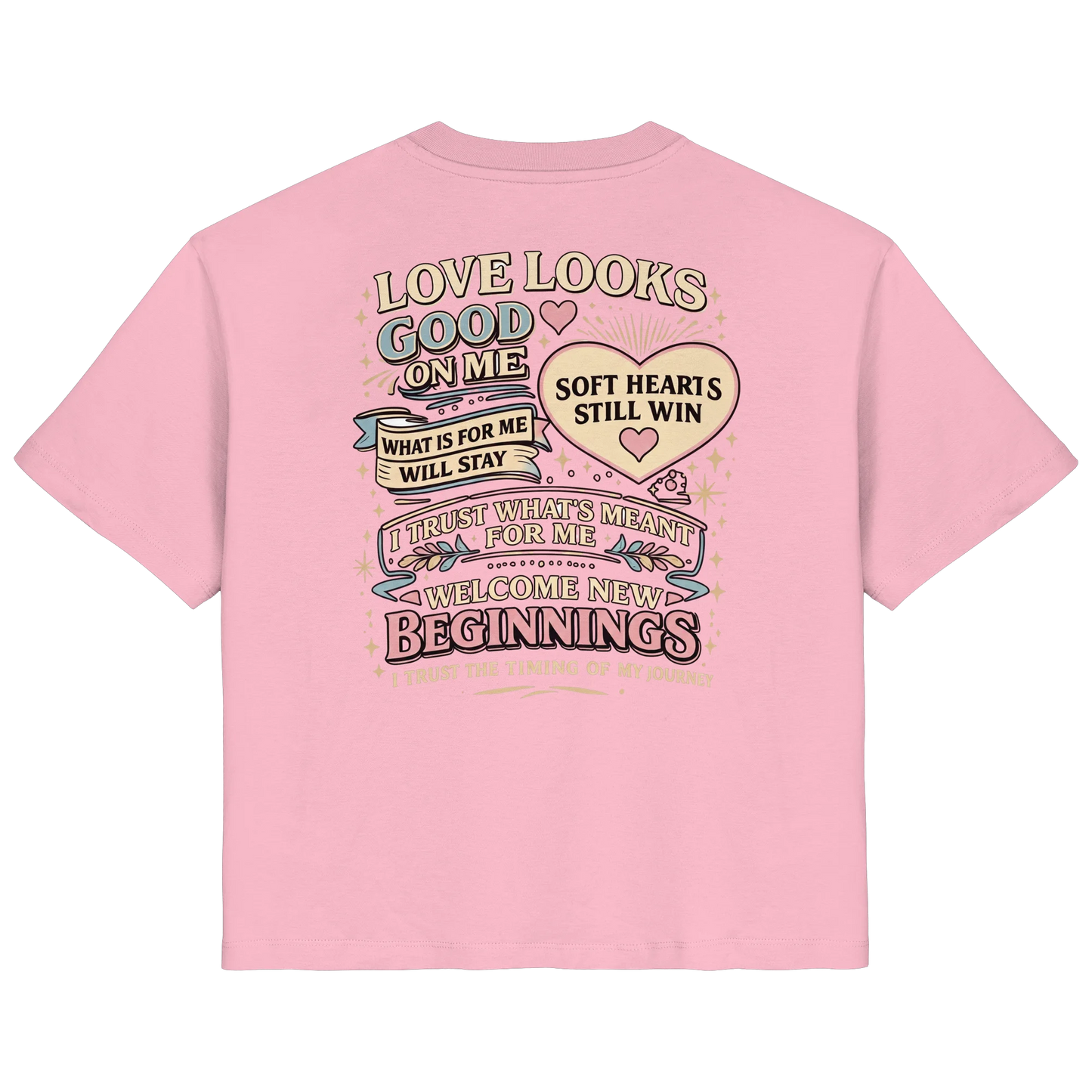 Bio Damen Shirt in Cotton Pink mit Love Looks Good on Me Design