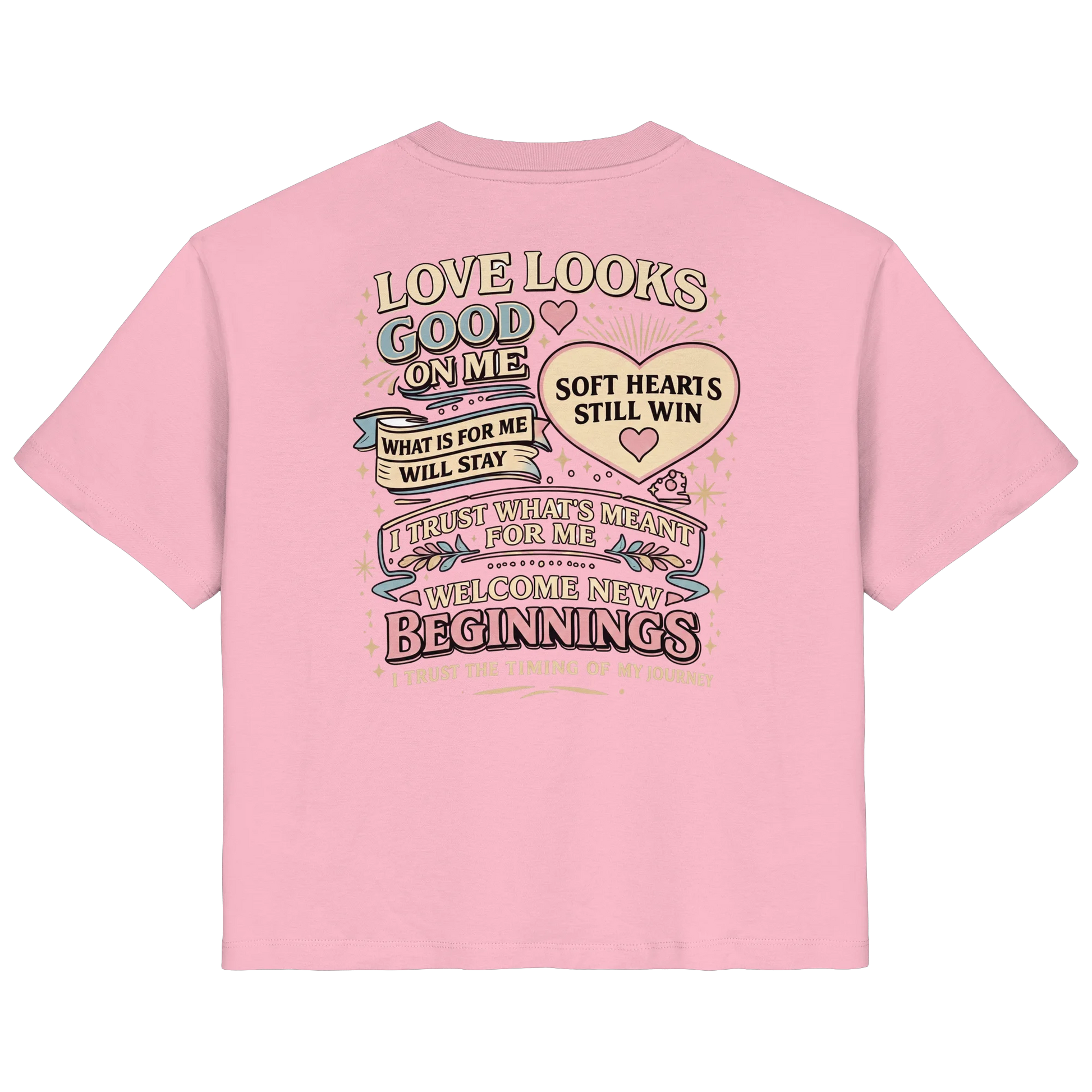 Bio Damen Shirt in Cotton Pink mit Love Looks Good on Me Design
