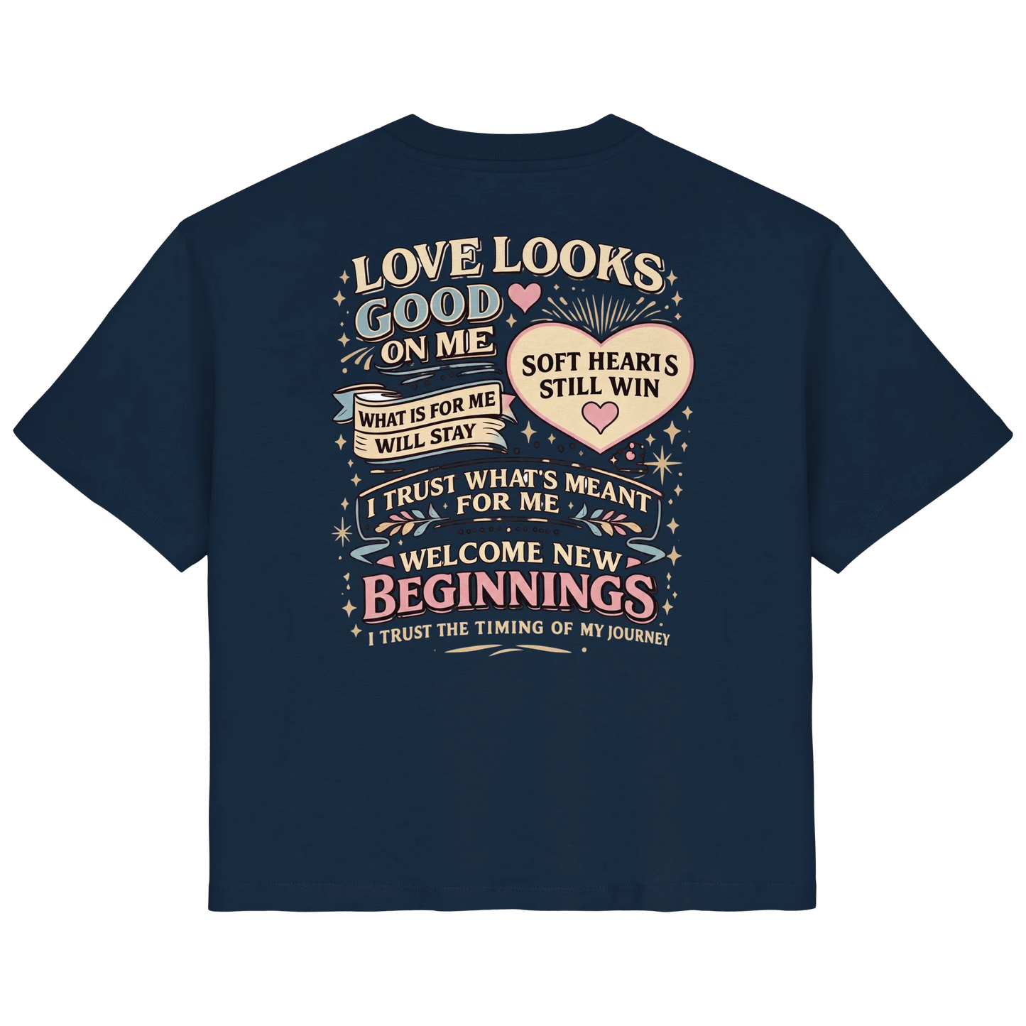 Bio Damen Shirt in Blue Soul mit Love Looks Good on Me Design