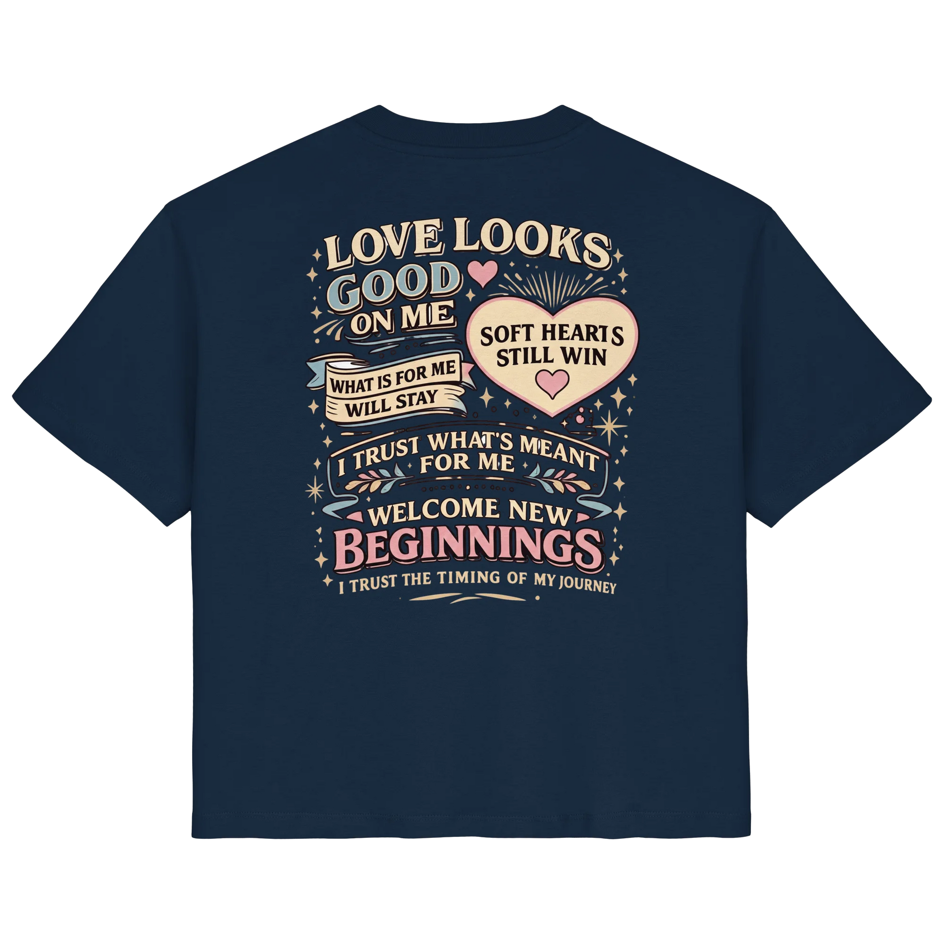 Bio Damen Shirt in Blue Soul mit Love Looks Good on Me Design