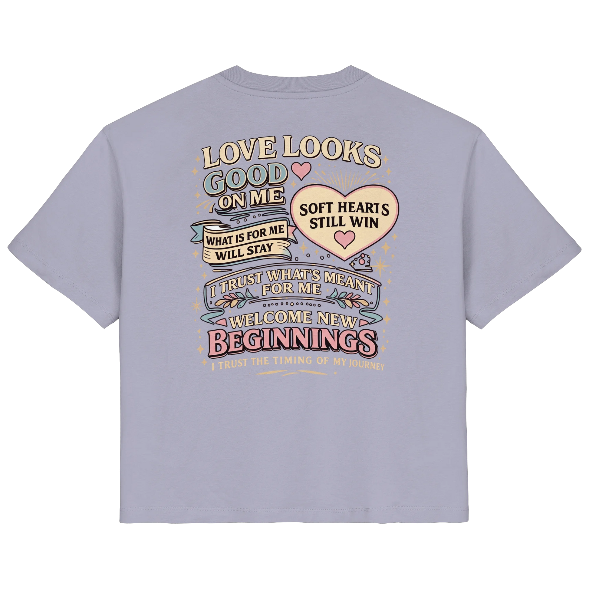 Bio Damen Shirt in Blue Soul mit Love Looks Good on Me Design
