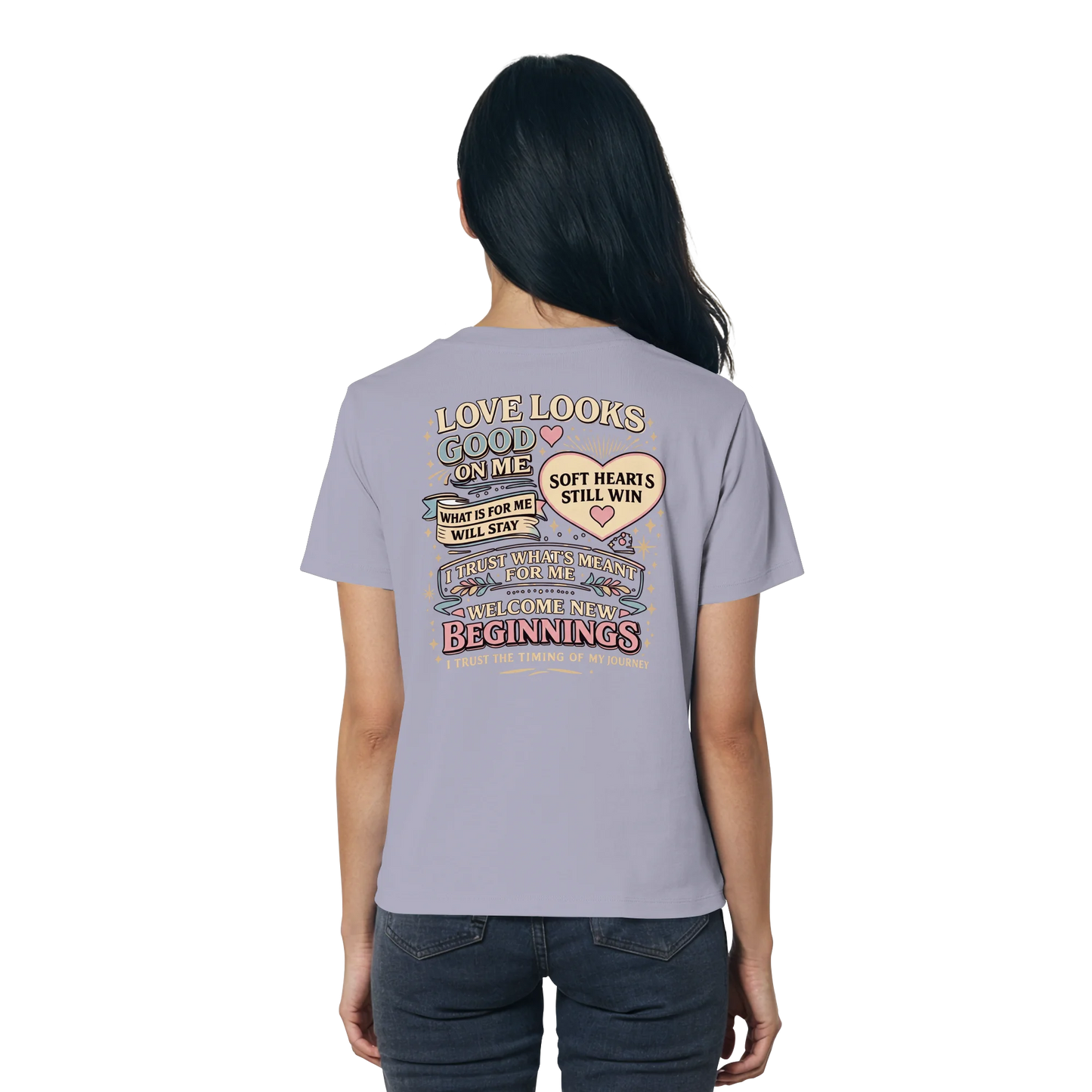 Bio Damen Shirt in Blue Soul mit Love Looks Good on Me Design