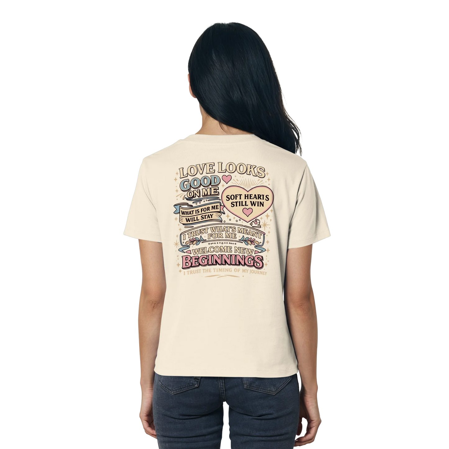Bio Damen Shirt in Cotton Pink mit Love Looks Good on Me Design
