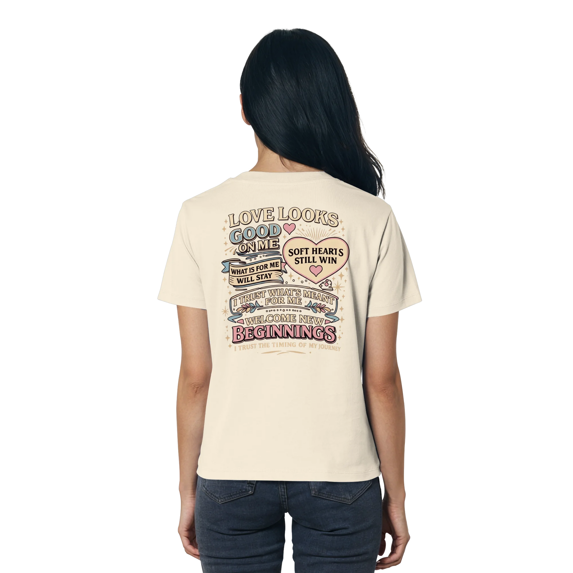 Bio Damen Shirt in Cotton Pink mit Love Looks Good on Me Design