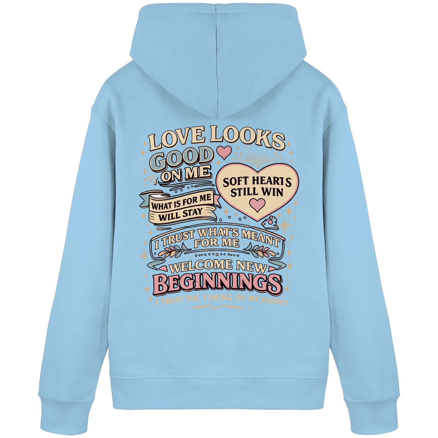 Bio Damen Hoodie in Vintage White mit Love Looks Good on Me Design