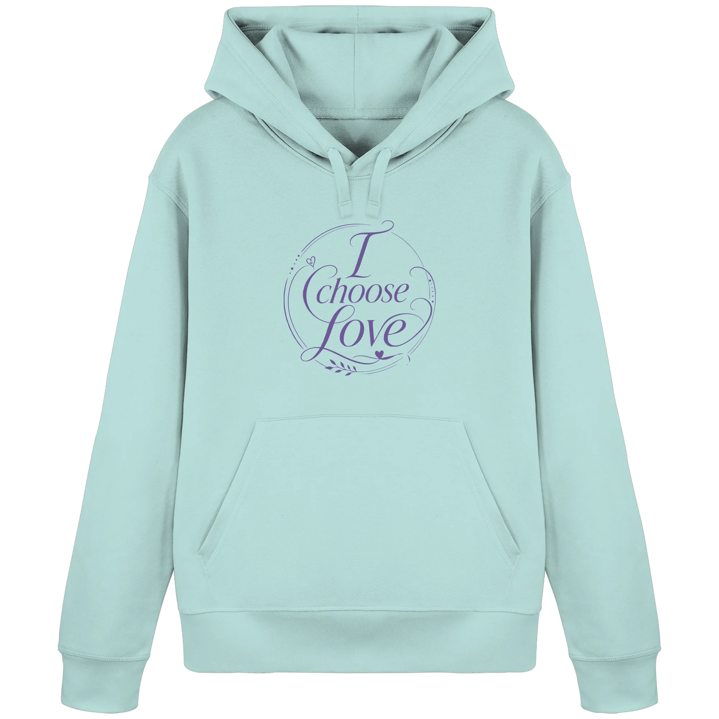 Bio Damen Hoodie in Cotton Pink mit I Choose Love Design