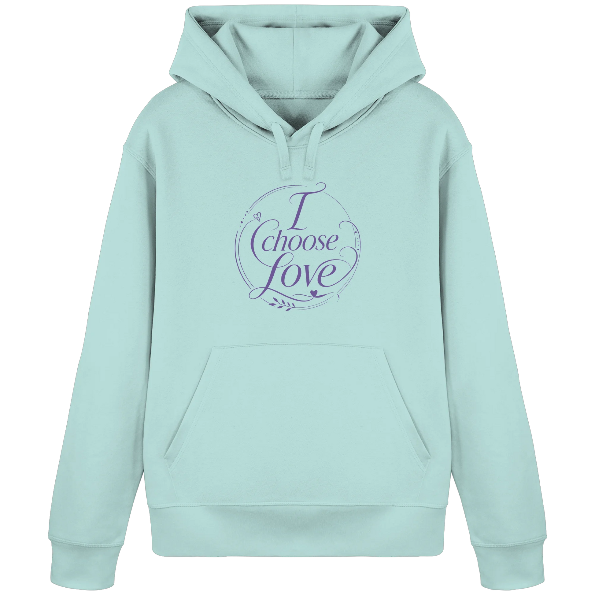 Bio Damen Hoodie in Cotton Pink mit I Choose Love Design