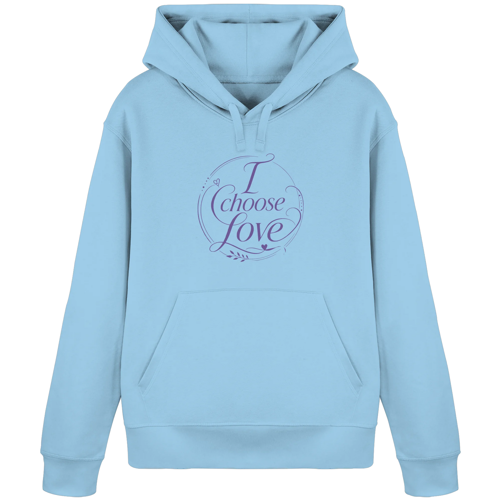 Bio Damen Hoodie in Cotton Pink mit I Choose Love Design