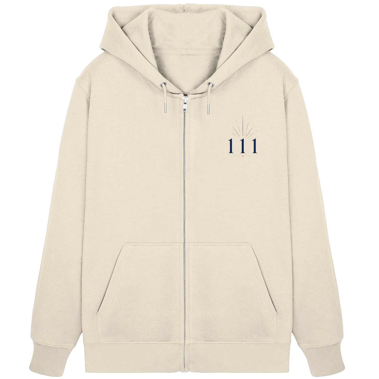 Bio Damen Zipper in Bright Blue mit Engelszahl 111 Motiv
