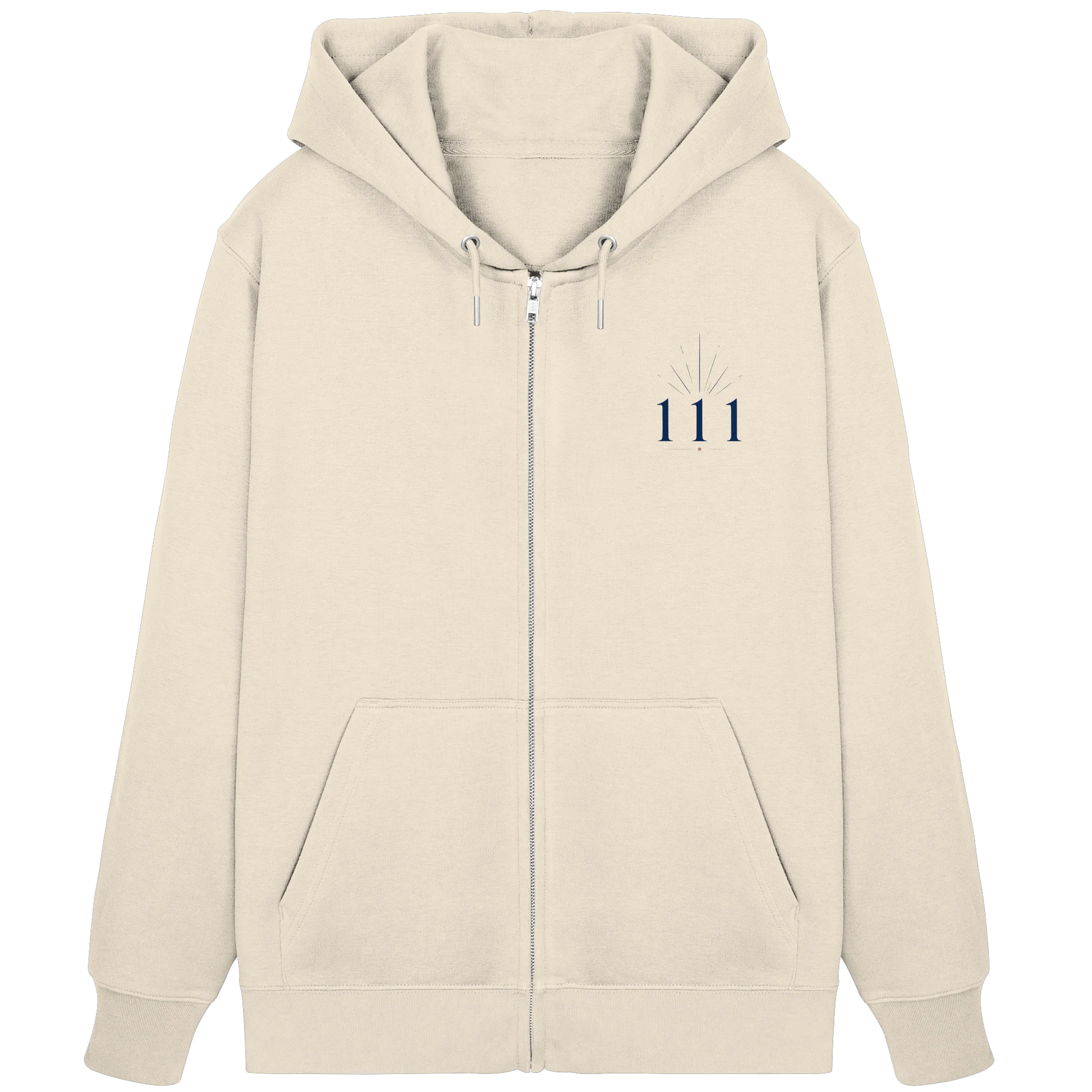 Bio Damen Zipper in Bright Blue mit Engelszahl 111 Motiv