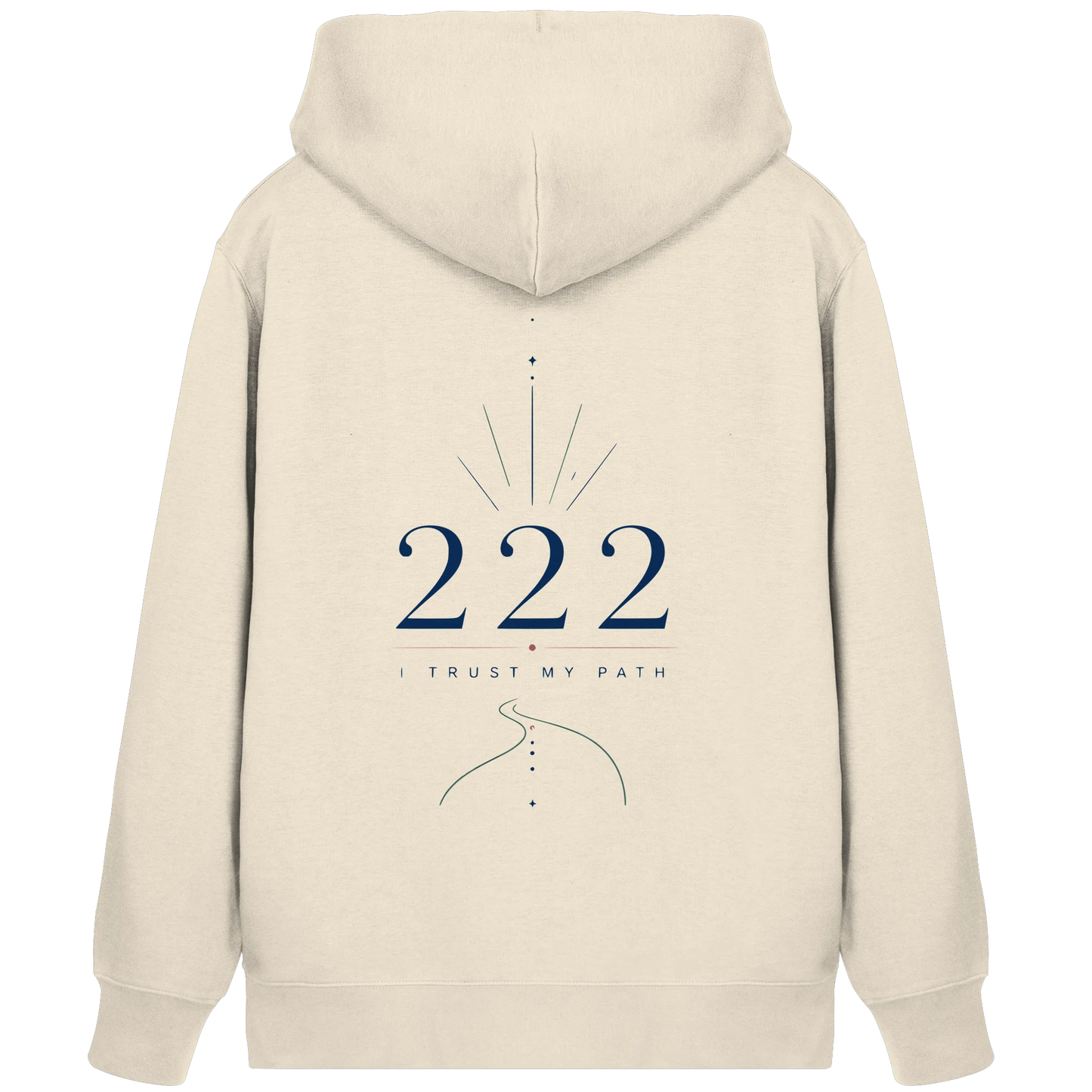 Bio Damen Zipper in Natural Raw mit Engelszahl 222 Motiv