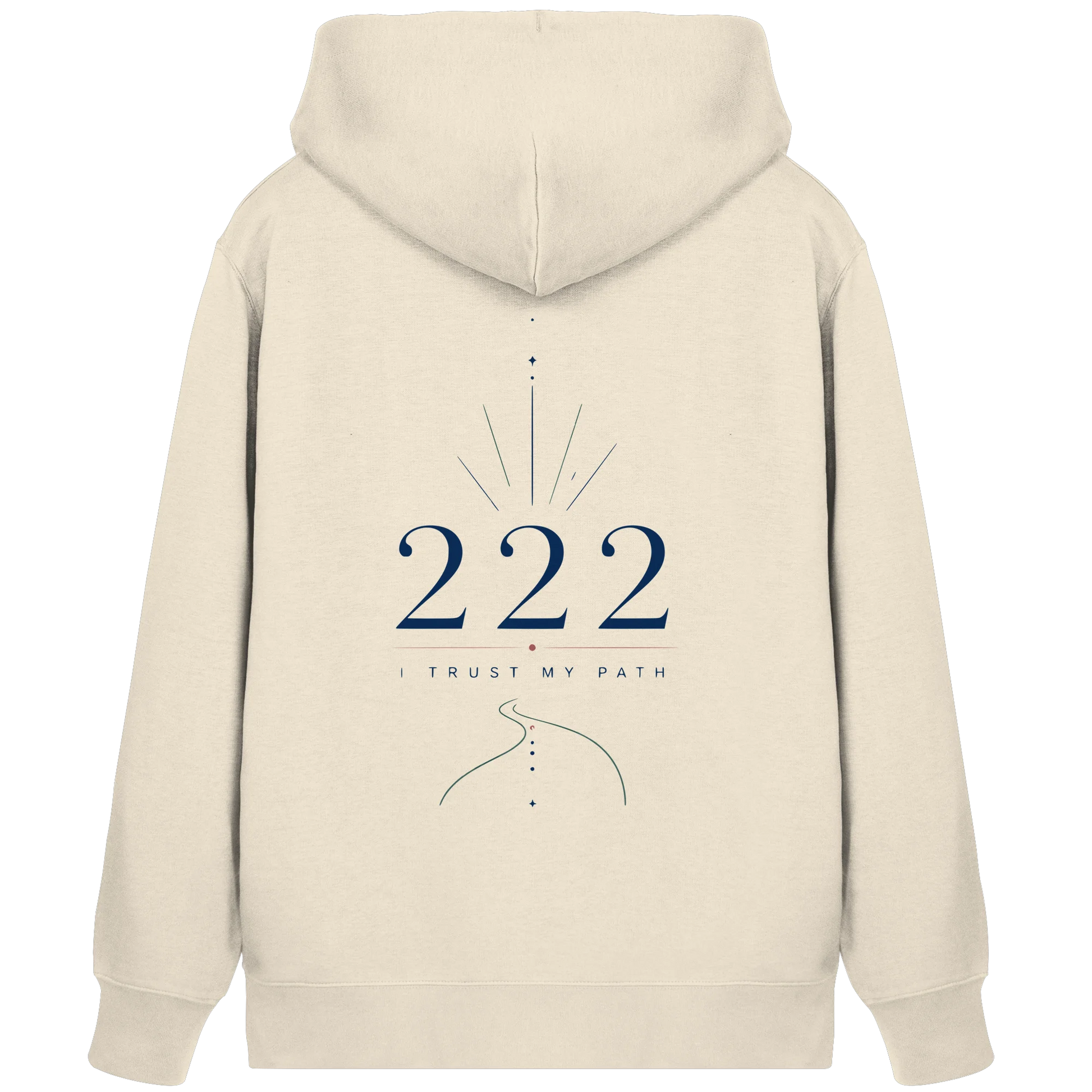 Bio Damen Zipper in Natural Raw mit Engelszahl 222 Motiv
