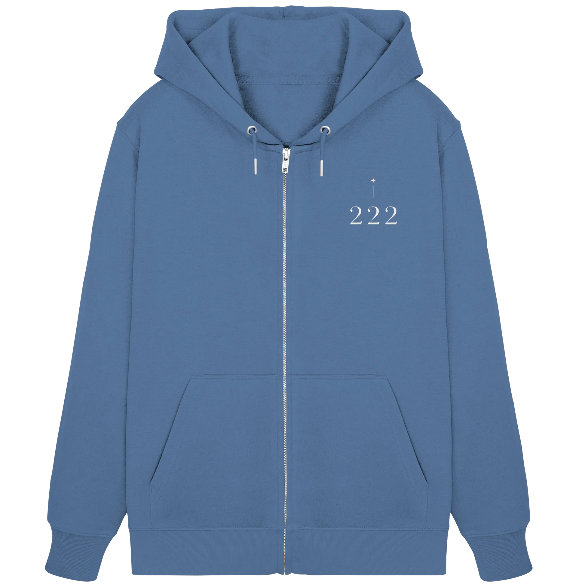 Bio Damen Zipper in Natural Raw mit Engelszahl 222 Motiv