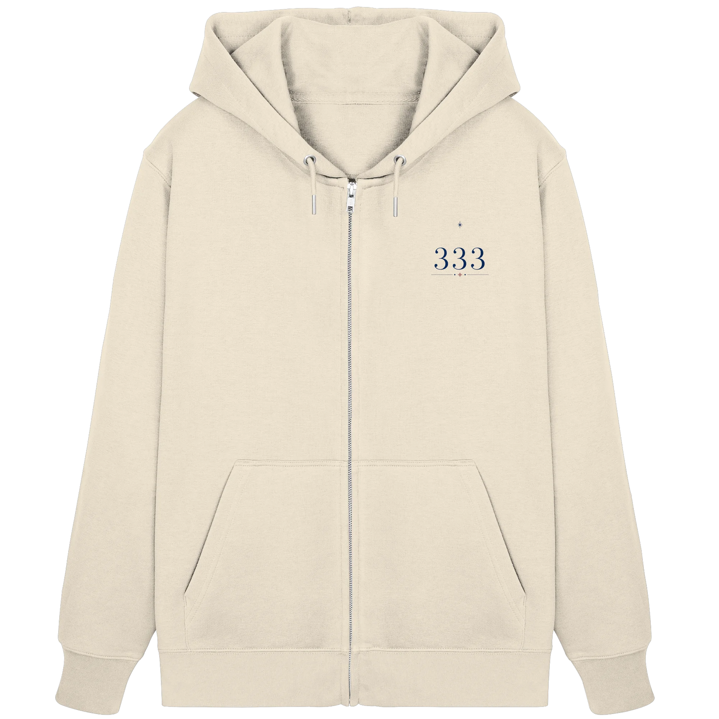 Bio Damen Zipper in Bright Blue mit Engelszahl 333 Motiv