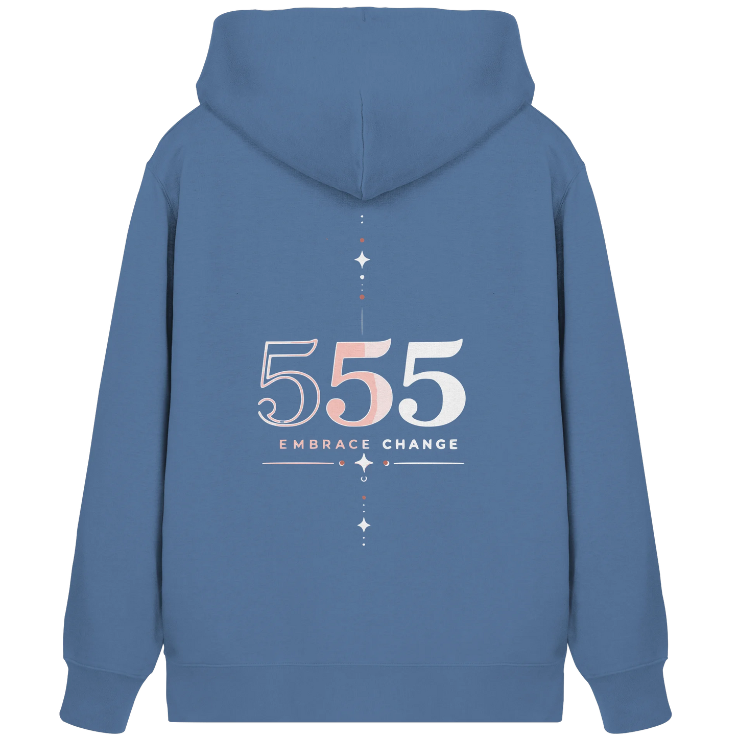 Bio Damen Zipper in Bright Blue mit Engelszahl 555 Motiv