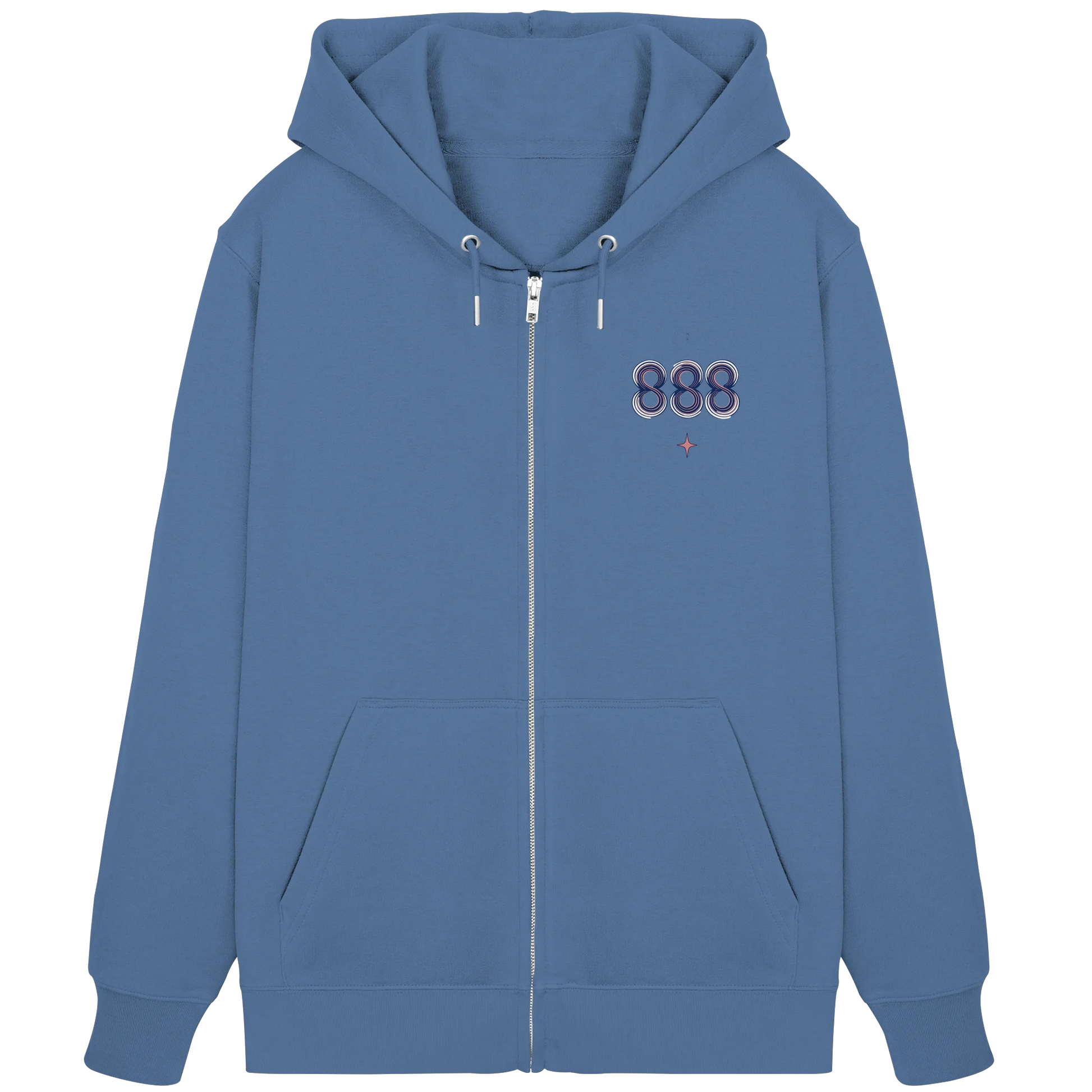 Bio Damen Zipper in Natural Raw mit Engelszahl 888 Motiv