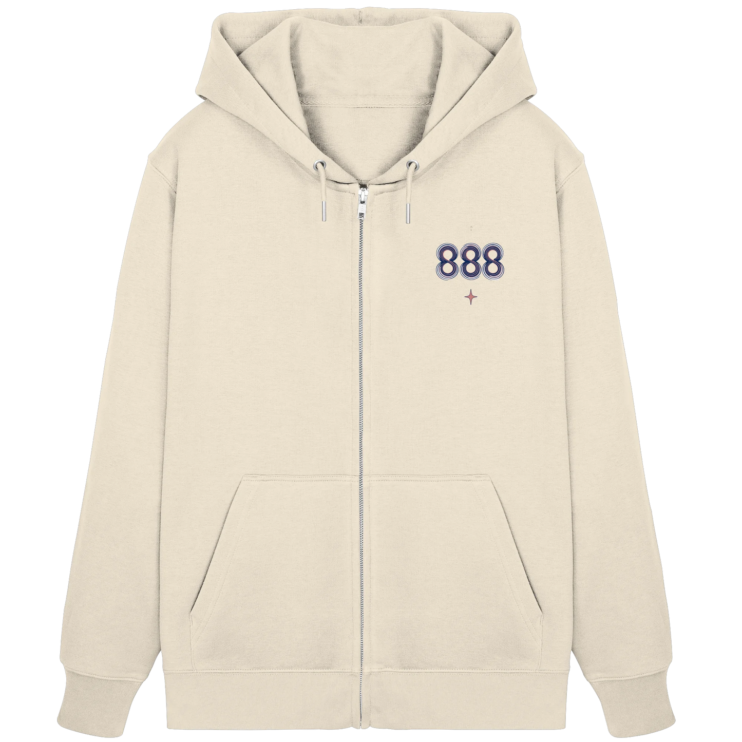 Bio Damen Zipper in Natural Raw mit Engelszahl 888 Motiv