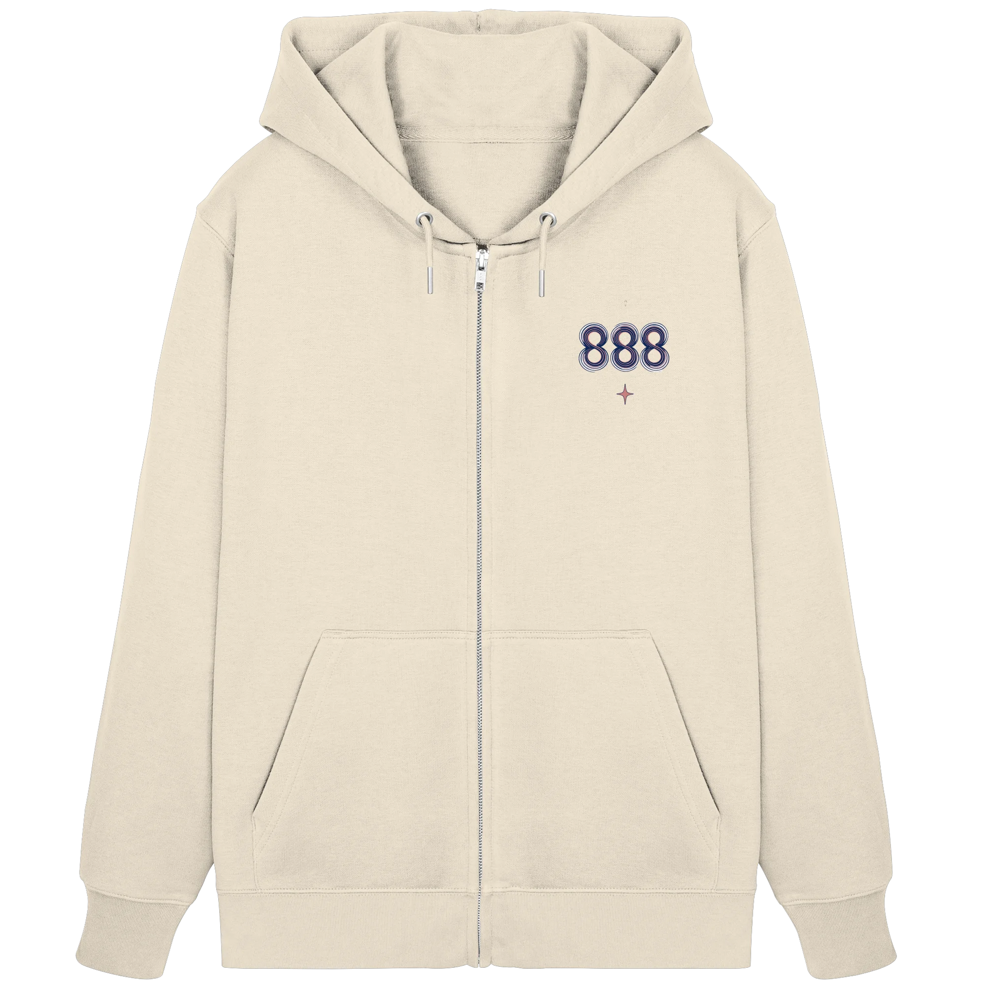 Bio Damen Zipper in Natural Raw mit Engelszahl 888 Motiv