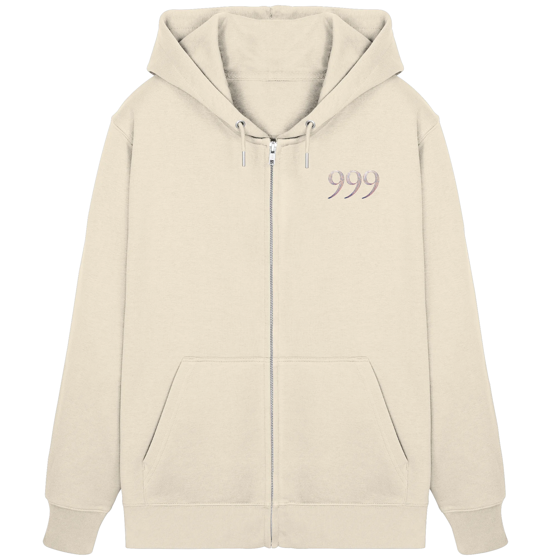 Bio Damen Zipper in Natural Raw mit Engelszahl 999 Motiv