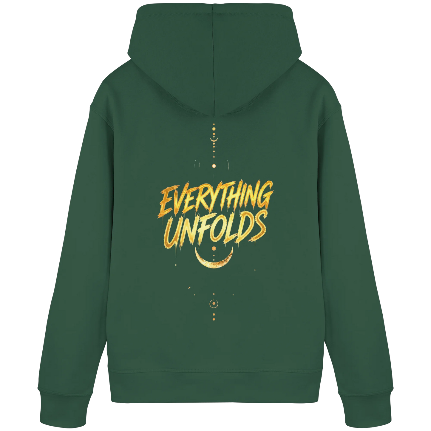 Bio Damen Hoodie in Bottle Green mit Everything Unfolds Design