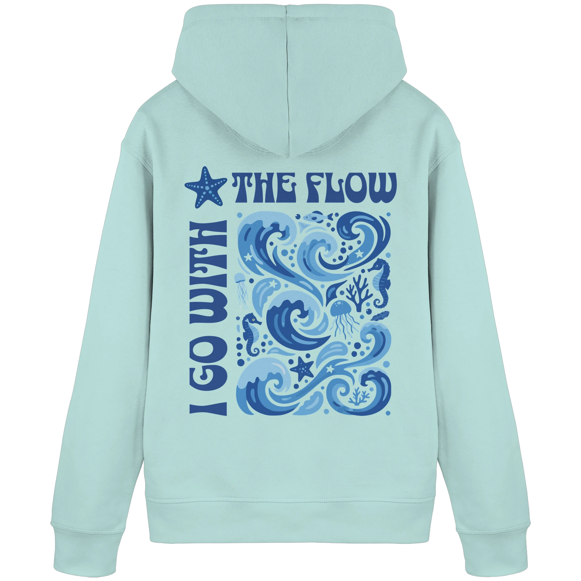 Bio Damen Hoodie in Sky Blue mit Leichtigkeit & Loslassen Design