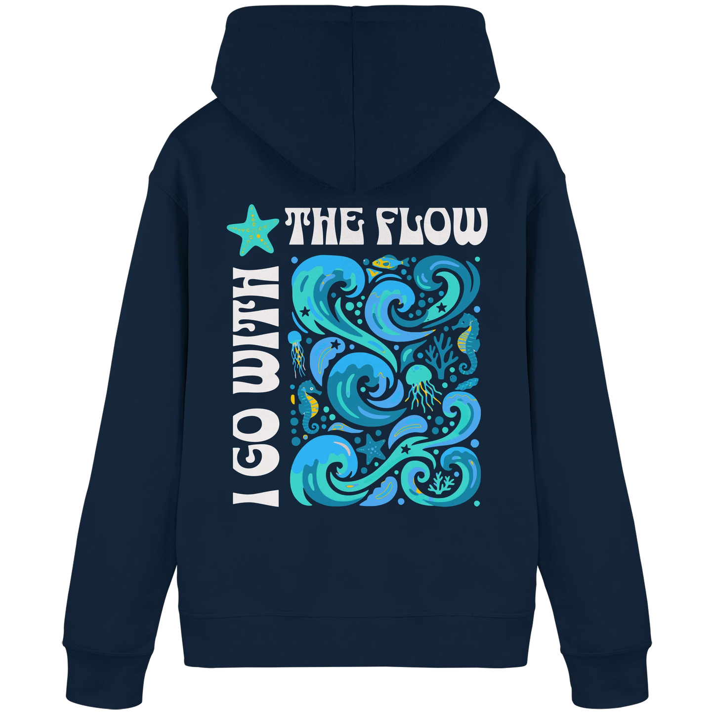 Bio Damen Hoodie in Sky Blue mit Leichtigkeit & Loslassen Design