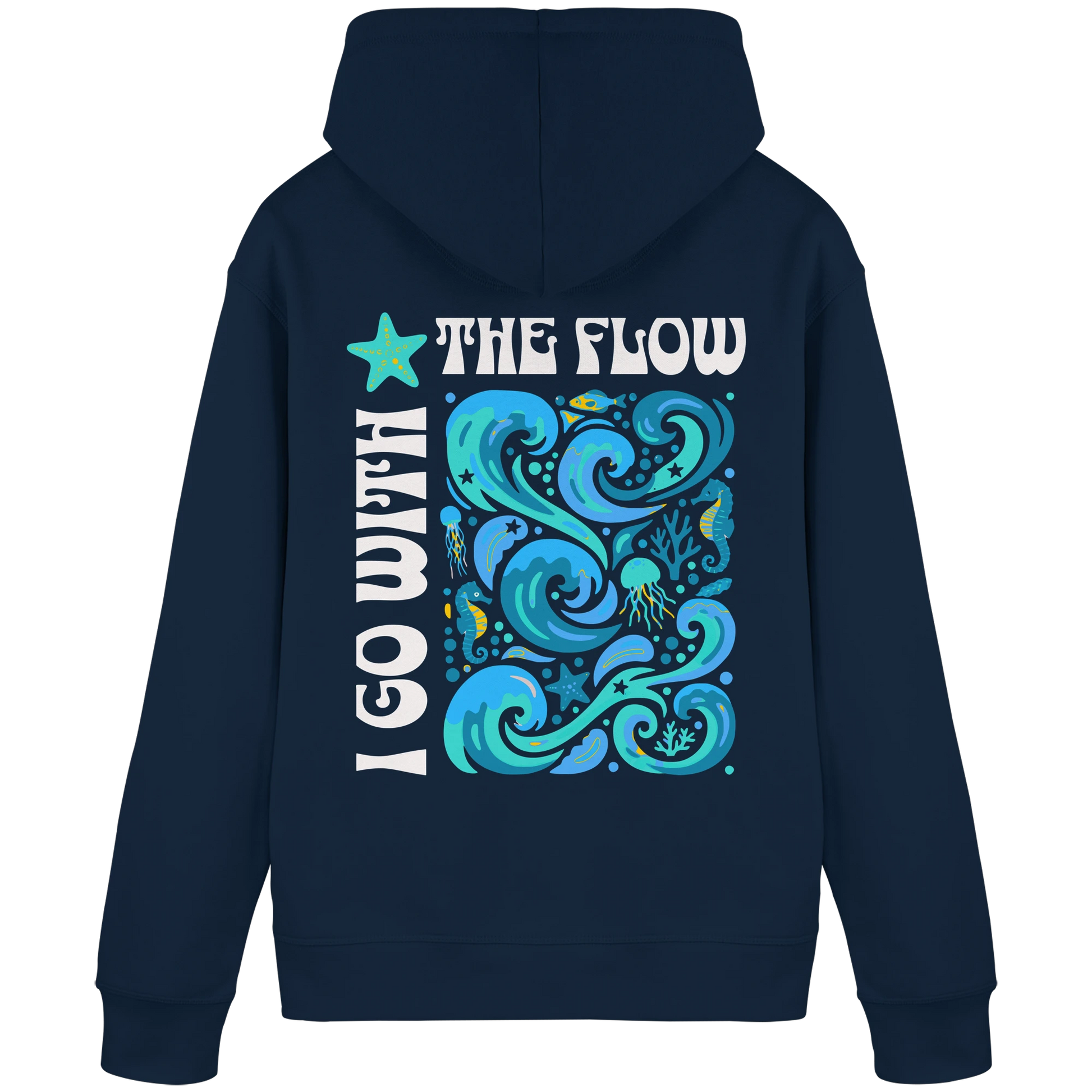 Bio Damen Hoodie in Sky Blue mit Leichtigkeit & Loslassen Design
