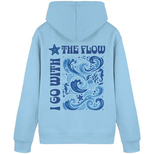 Bio Damen Hoodie in Sky Blue mit Leichtigkeit & Loslassen Design
