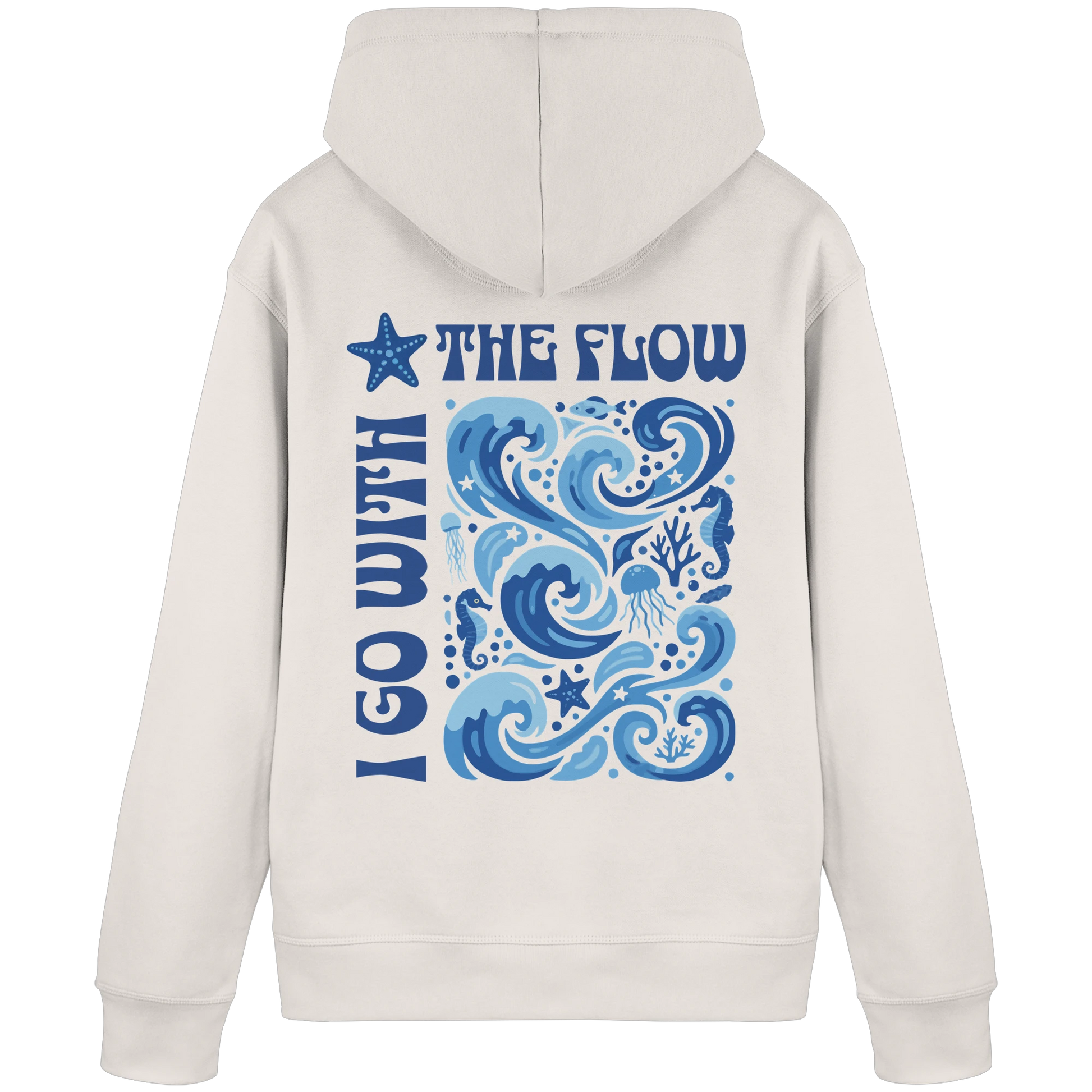Bio Damen Hoodie in Sky Blue mit Leichtigkeit & Loslassen Design