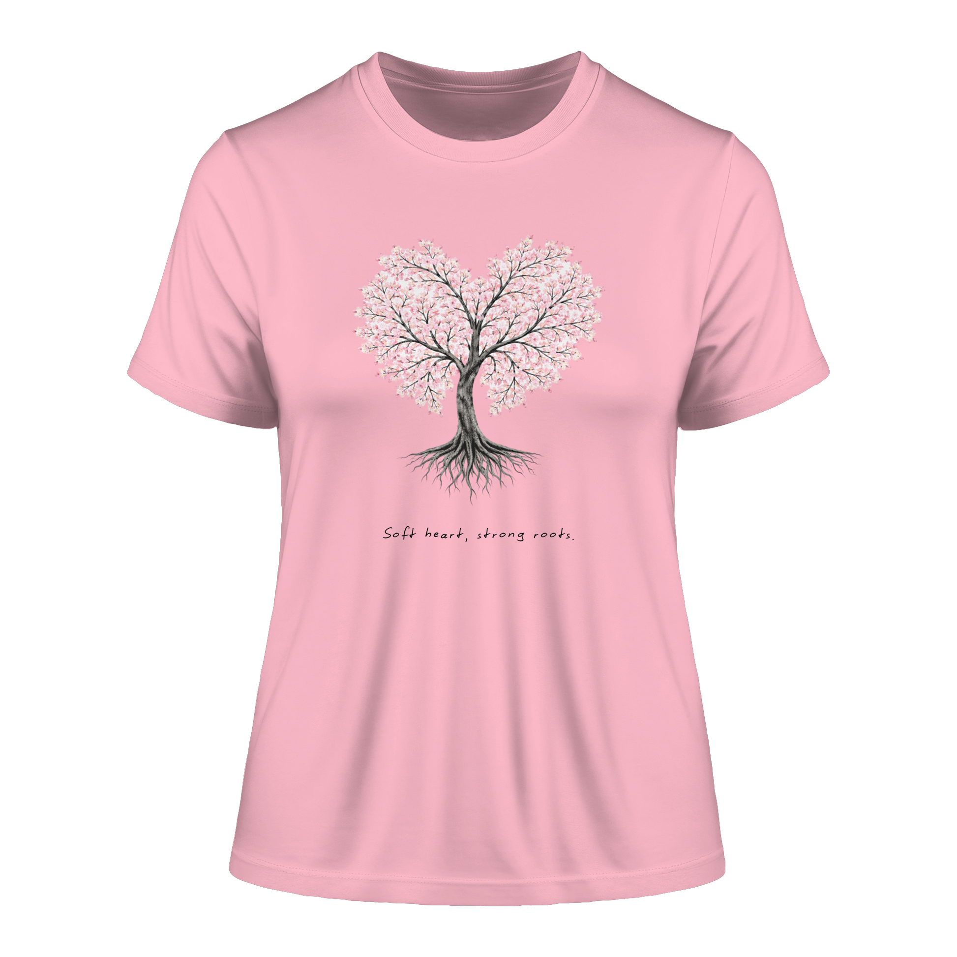 tailliertes Bio Damen Shirt in White mit Soft Heart Strong Roots Design