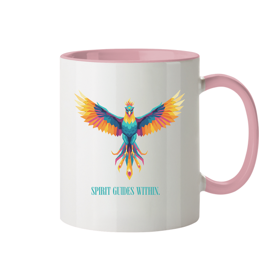  Tasse in Weiß & Altrosa mit Krafttier Phönix Motiv