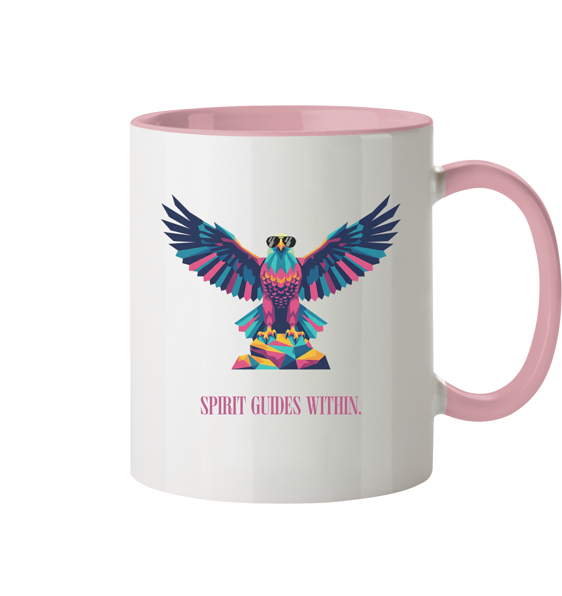  Tasse in Weiß & Altrosa mit Krafttier Adler Motiv
