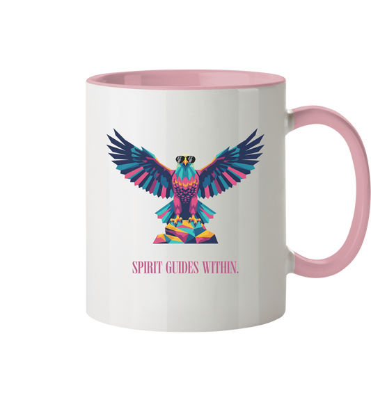  Tasse in Weiß & Altrosa mit Krafttier Adler Motiv